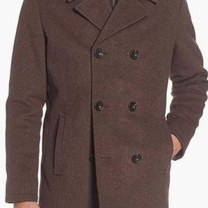 Kenneth Cole Men's wool blend top coat with bib